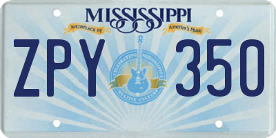 MS license plate ZPY350