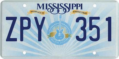MS license plate ZPY351