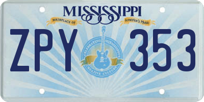 MS license plate ZPY353