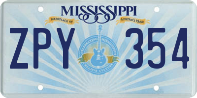 MS license plate ZPY354