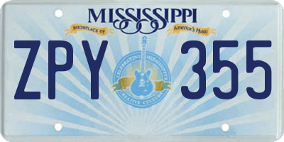 MS license plate ZPY355