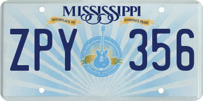 MS license plate ZPY356