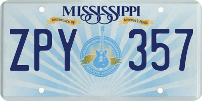 MS license plate ZPY357