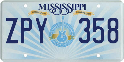 MS license plate ZPY358
