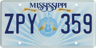 MS license plate ZPY359