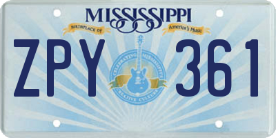 MS license plate ZPY361