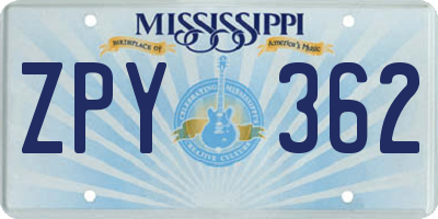 MS license plate ZPY362