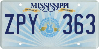 MS license plate ZPY363