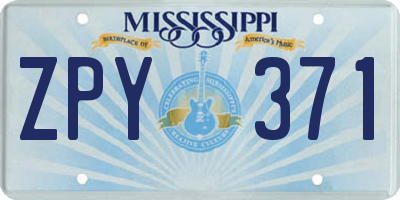 MS license plate ZPY371
