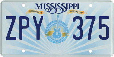 MS license plate ZPY375
