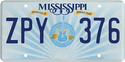MS license plate ZPY376