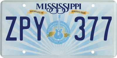 MS license plate ZPY377