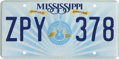 MS license plate ZPY378