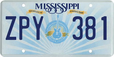MS license plate ZPY381