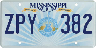 MS license plate ZPY382