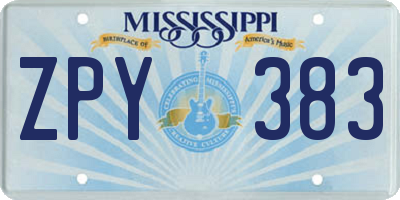 MS license plate ZPY383