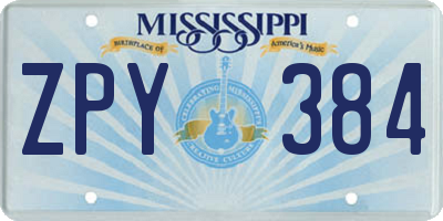 MS license plate ZPY384