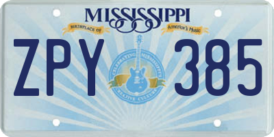 MS license plate ZPY385