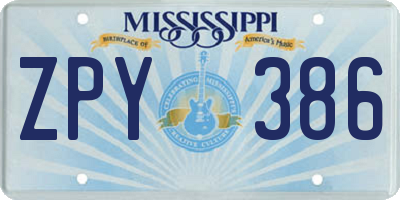 MS license plate ZPY386
