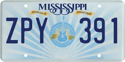 MS license plate ZPY391