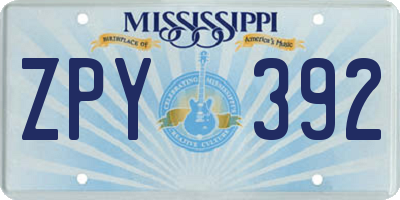 MS license plate ZPY392