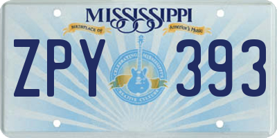 MS license plate ZPY393