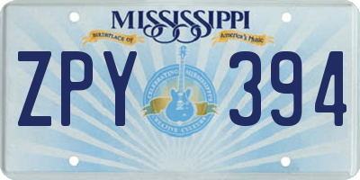 MS license plate ZPY394