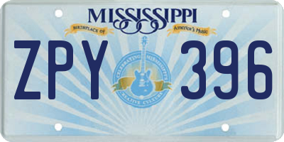 MS license plate ZPY396