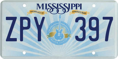 MS license plate ZPY397