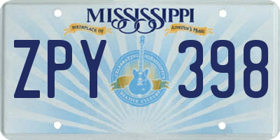 MS license plate ZPY398