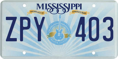 MS license plate ZPY403