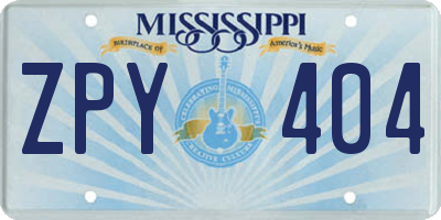 MS license plate ZPY404