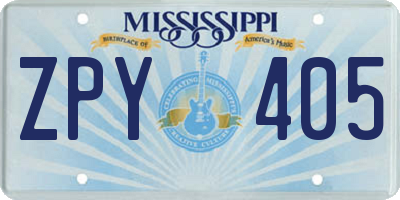 MS license plate ZPY405