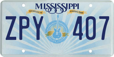MS license plate ZPY407