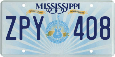 MS license plate ZPY408
