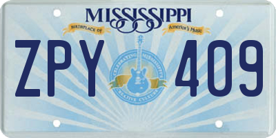 MS license plate ZPY409