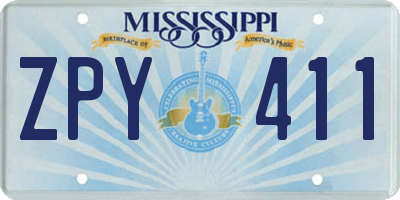 MS license plate ZPY411