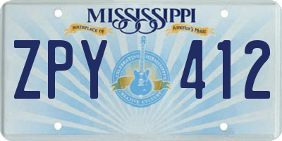 MS license plate ZPY412