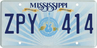 MS license plate ZPY414