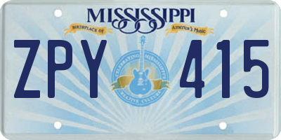 MS license plate ZPY415