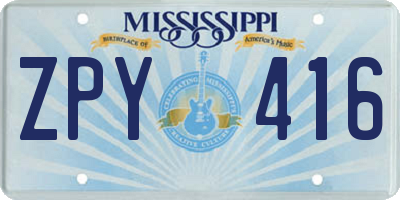 MS license plate ZPY416