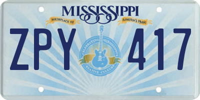 MS license plate ZPY417