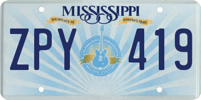 MS license plate ZPY419