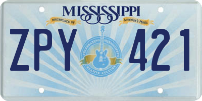 MS license plate ZPY421