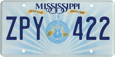 MS license plate ZPY422