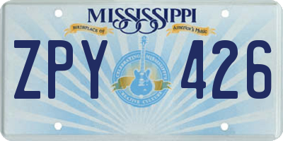 MS license plate ZPY426
