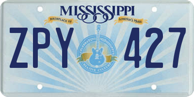 MS license plate ZPY427