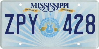 MS license plate ZPY428