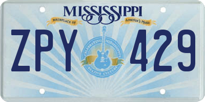 MS license plate ZPY429