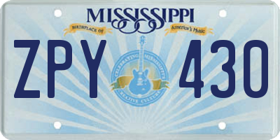 MS license plate ZPY430